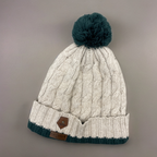 Rubynee Vintage y2k Acrylic Cream Beanie cap lined with Glentua crest