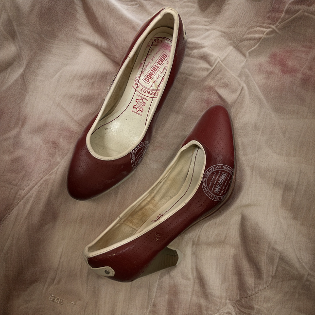 Vintage red leather pumps low heel size 38