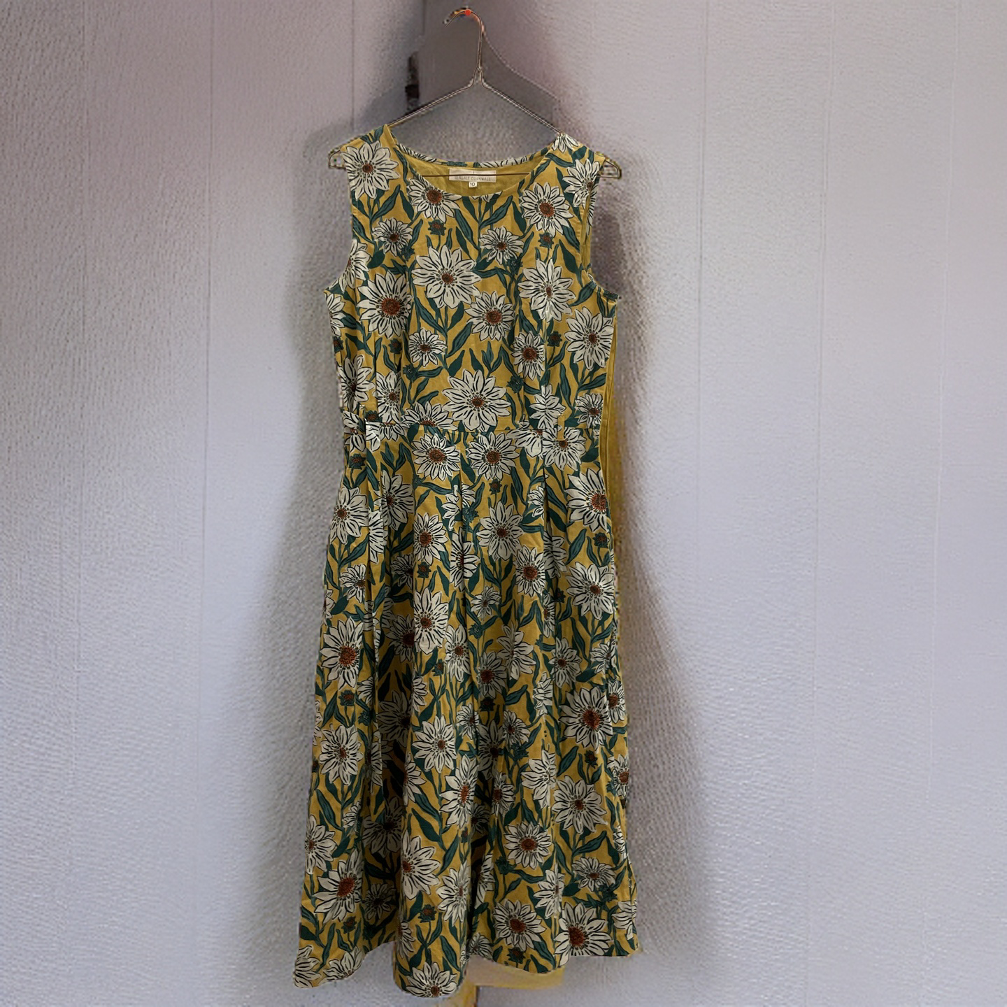 Rubynee Vintage y2k sleeveless floral print crew neck mini yellow dress