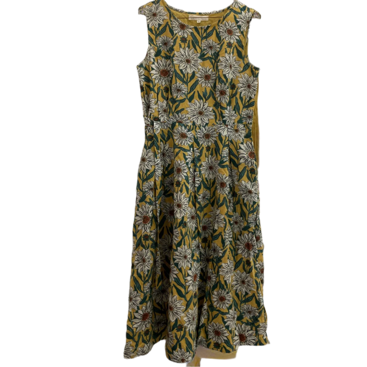 Rubynee Vintage y2k sleeveless floral print crew neck mini yellow dress