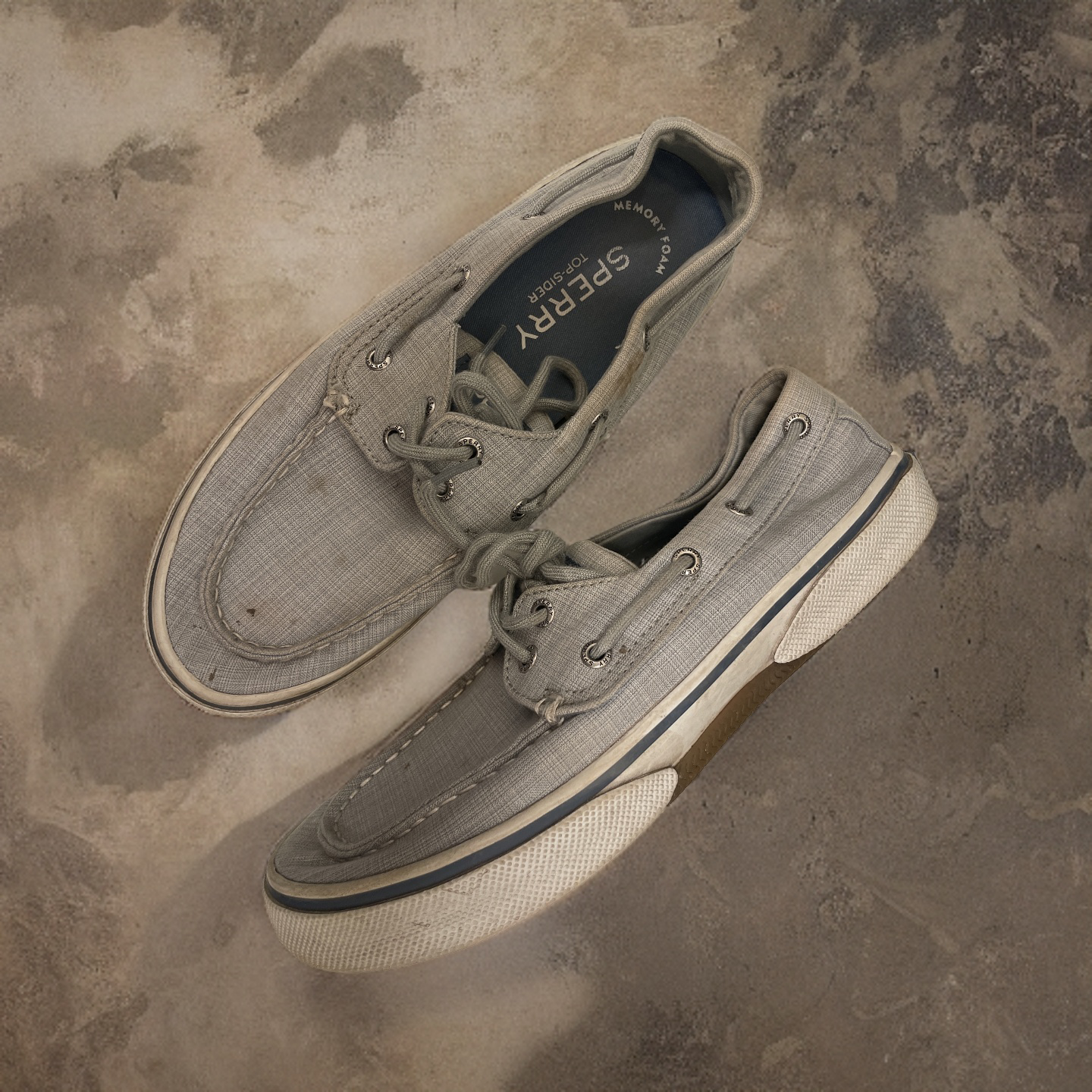 Vintage Men's Sperry Halyard 2-Eye grey boat shoe size uk 7.5