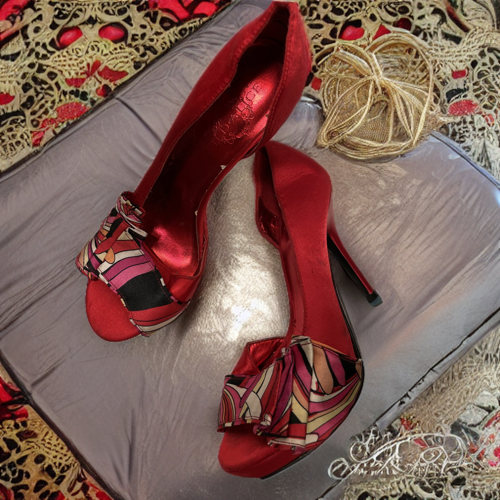 Vintage women red wedding heel shoe size uk 4