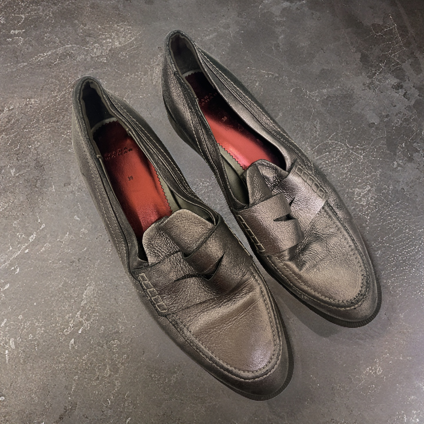 Vintage zara women grey loafers size 38 weighnpayclothingstore