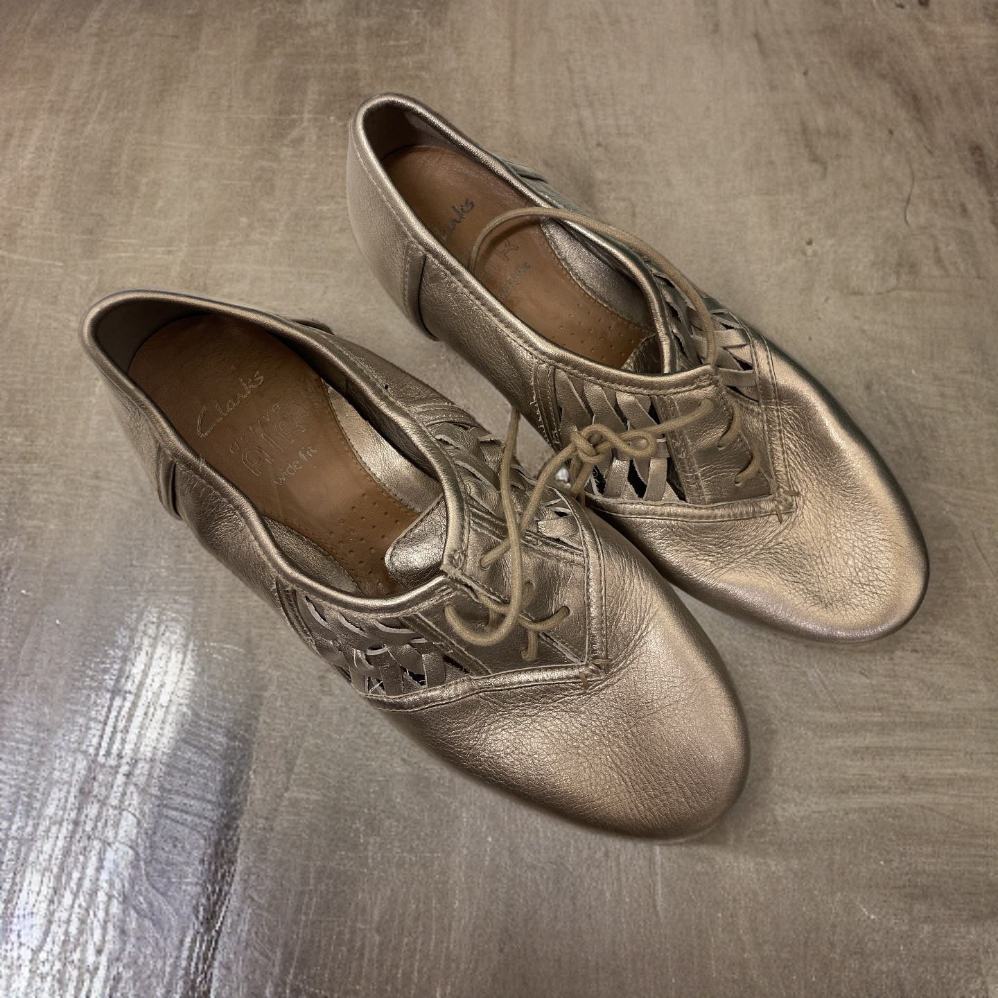 Vintage claks oxford woman lace bronze shoe size uk 5.5