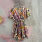 Rubynee Vintage y2k short sleeve patterned multi color mini dress