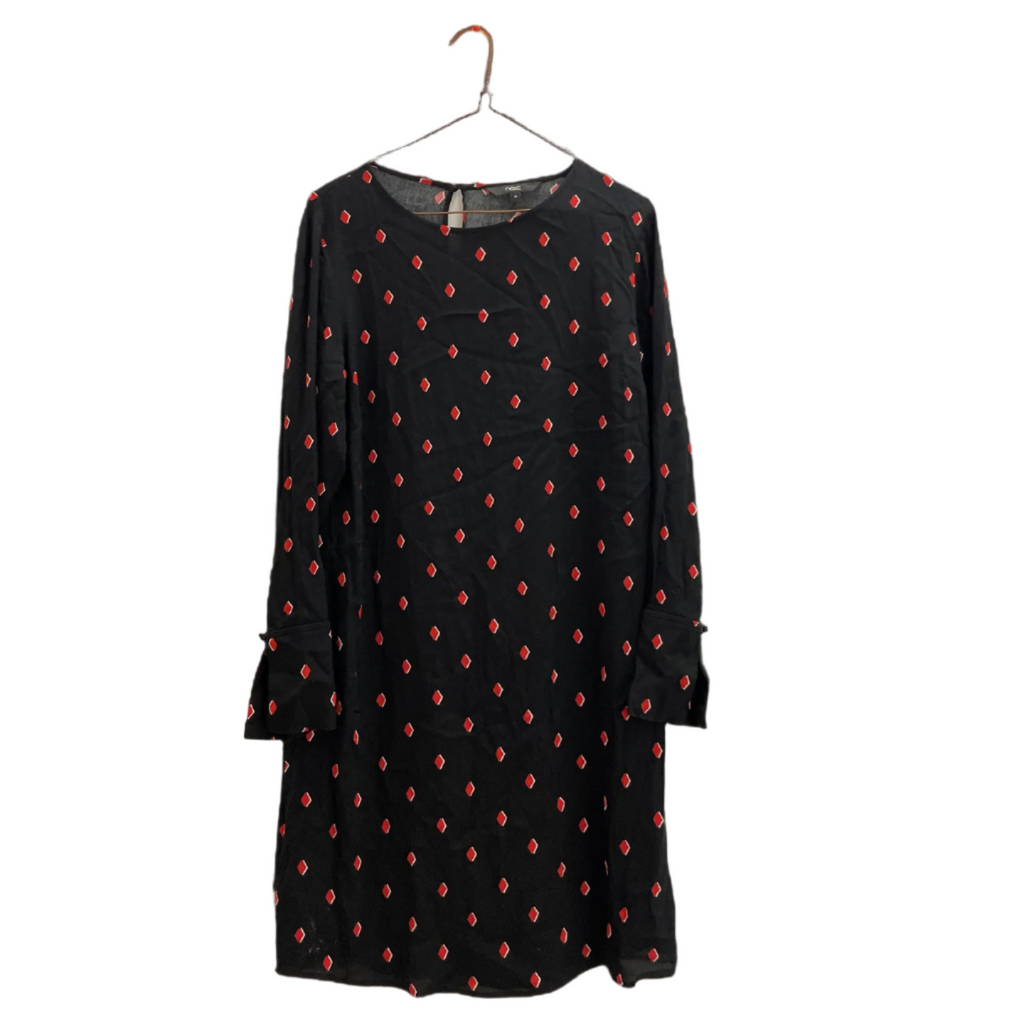 Rubynee Vintage y2k Next red diamond spot crew neck black dress