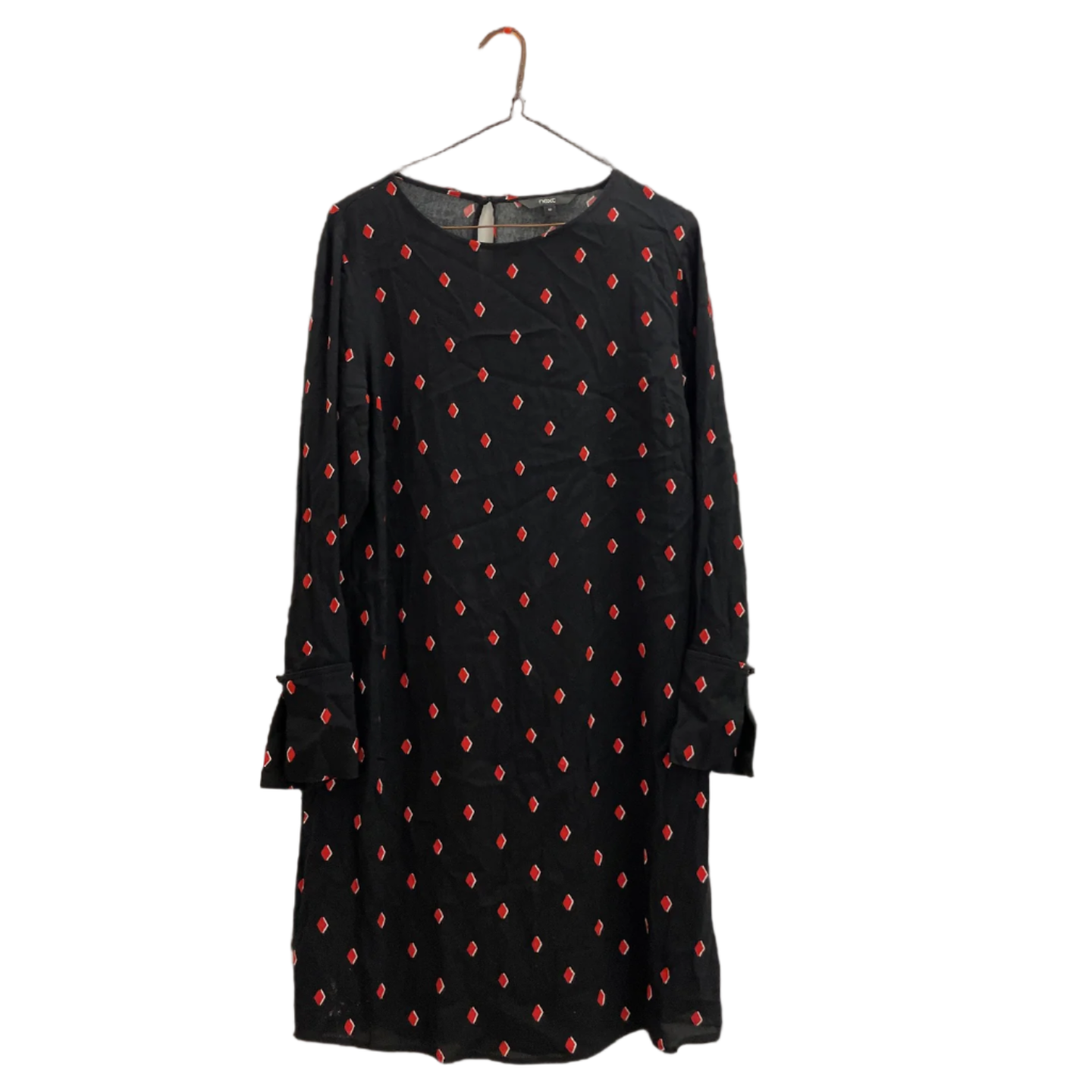 Rubynee Vintage y2k Next red diamond spot crew neck black dress