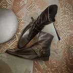 Vintage faux suede brown ankle boot size 41