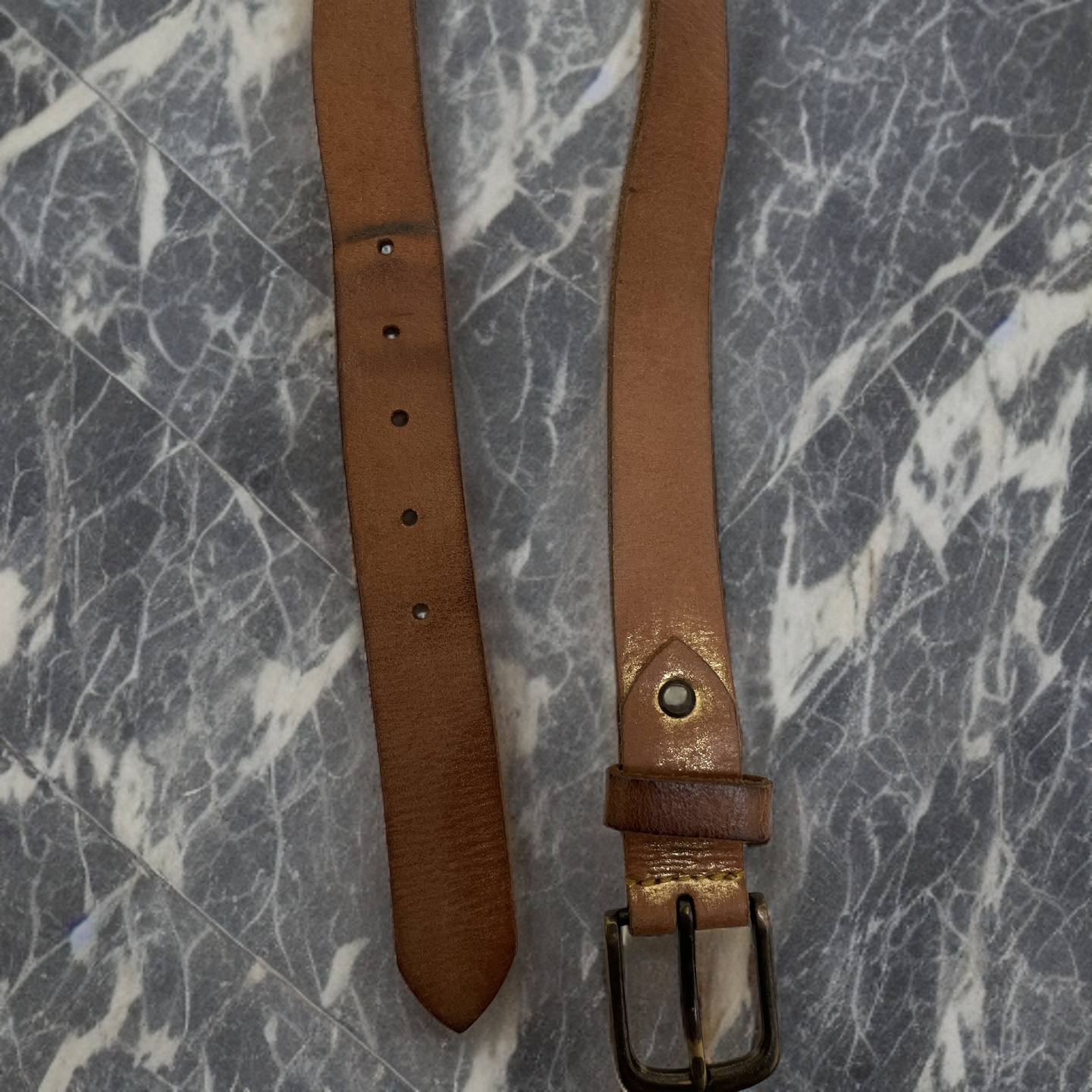 Vintage brown leather mens belt