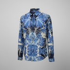 Rubynee  Vintage y2k zara man mens floral print blue short sleeve shirt