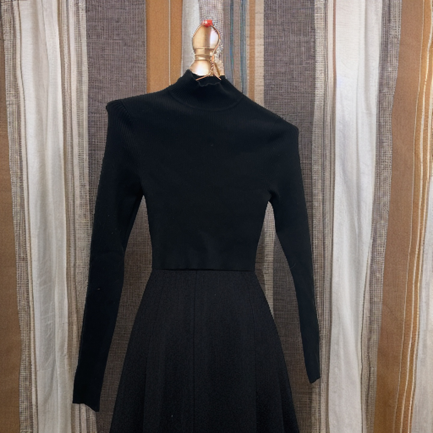 Rubynee Vintage y2k Women turtle neck black Long Sleeve Plain Short Stretch Casual top