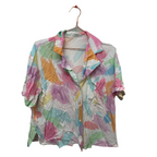 Rubynee  Vintage y2k multi color abstract print short sleeve shirt