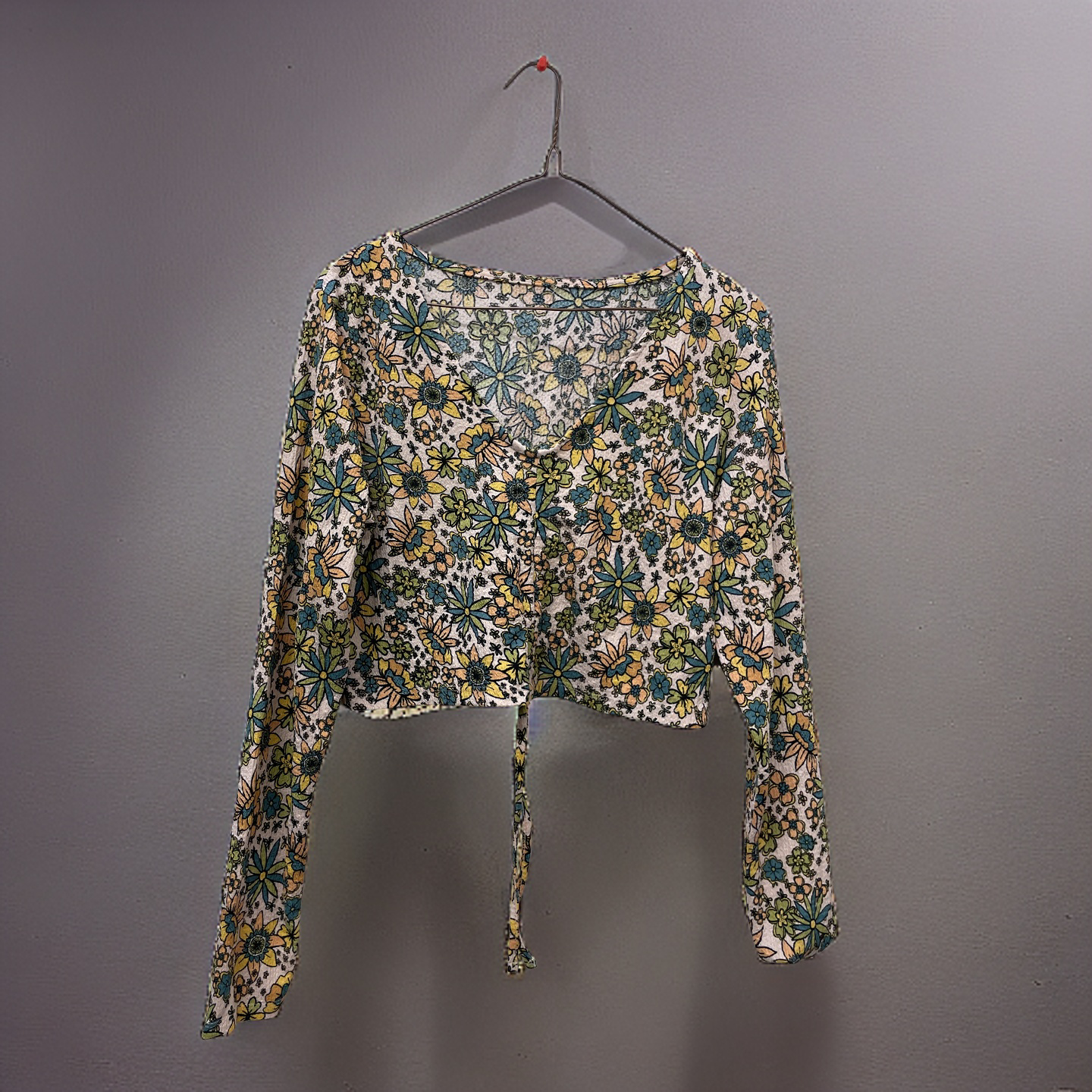 Rubynee Vintage y2k Floral patterned Silk multi Hippie Wrap Top