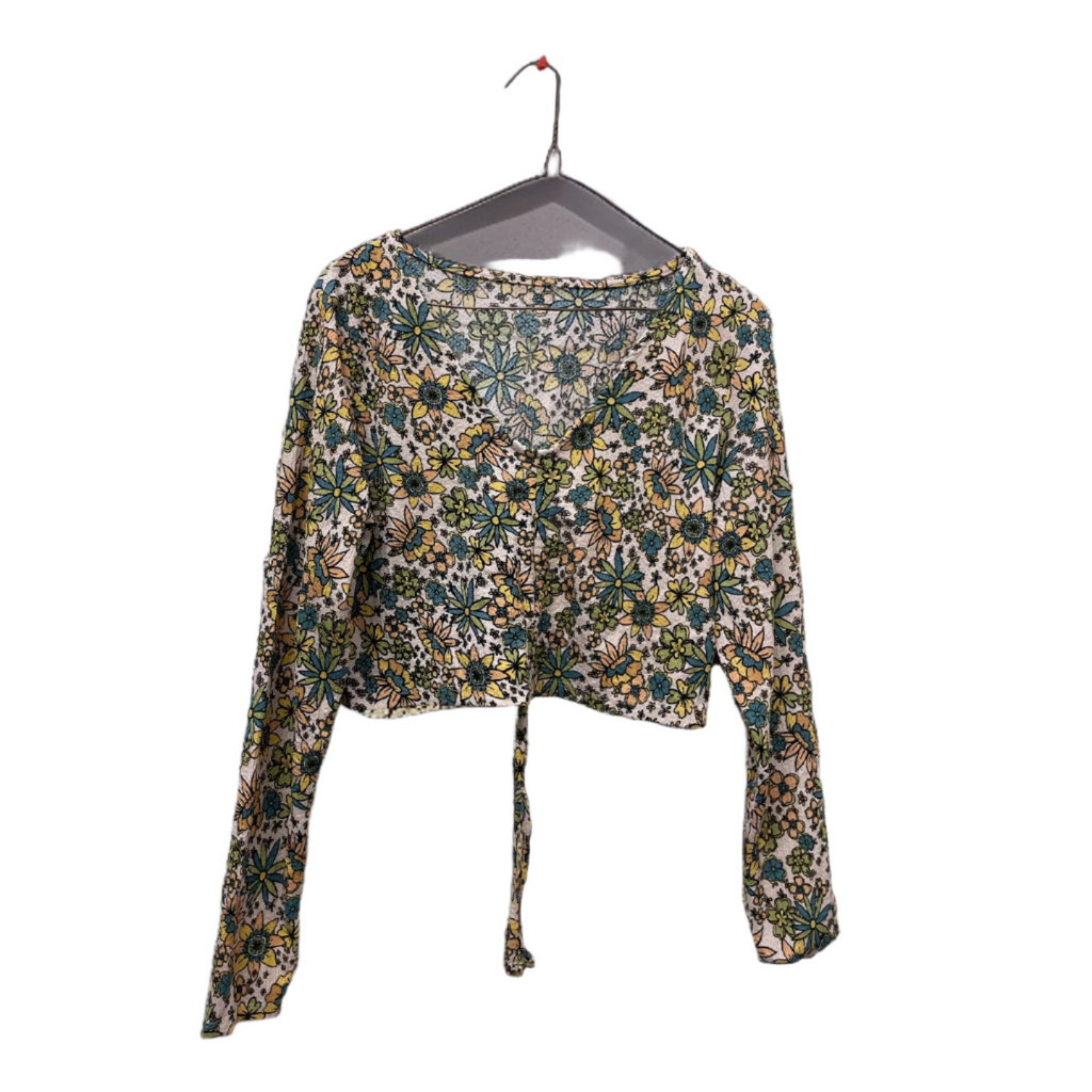 Rubynee Vintage y2k Floral patterned Silk multi Hippie Wrap Top