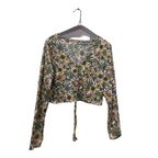 Rubynee Vintage y2k Floral patterned Silk multi Hippie Wrap Top