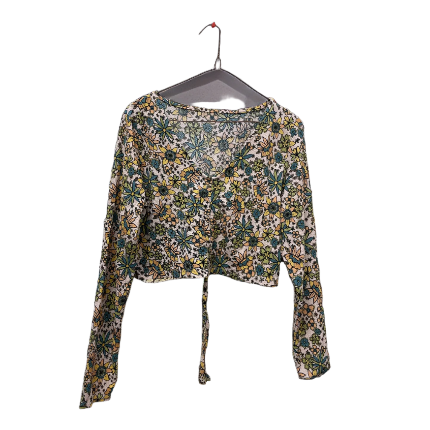 Rubynee Vintage y2k Floral patterned Silk multi Hippie Wrap Top