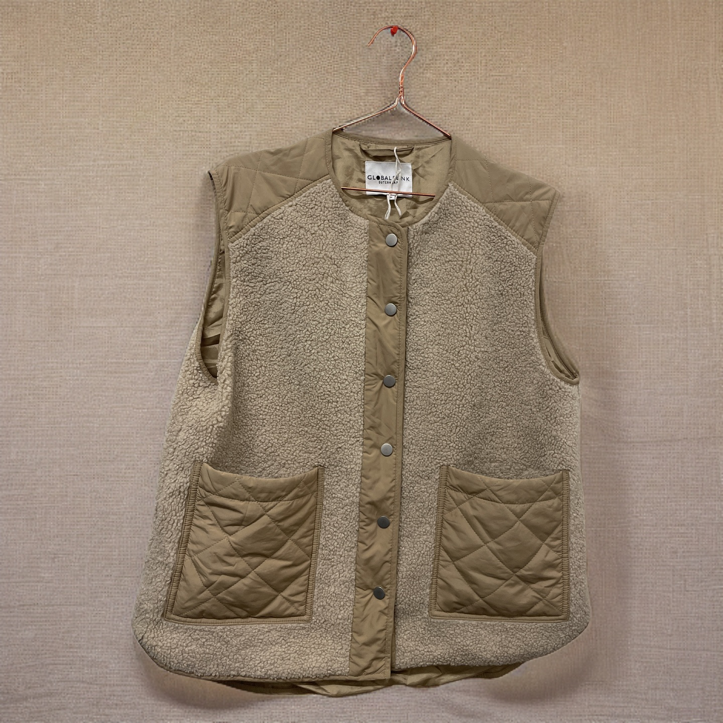 Rubynee  Vintage y2k Globalfunk sleeveless padded Cream Jacket