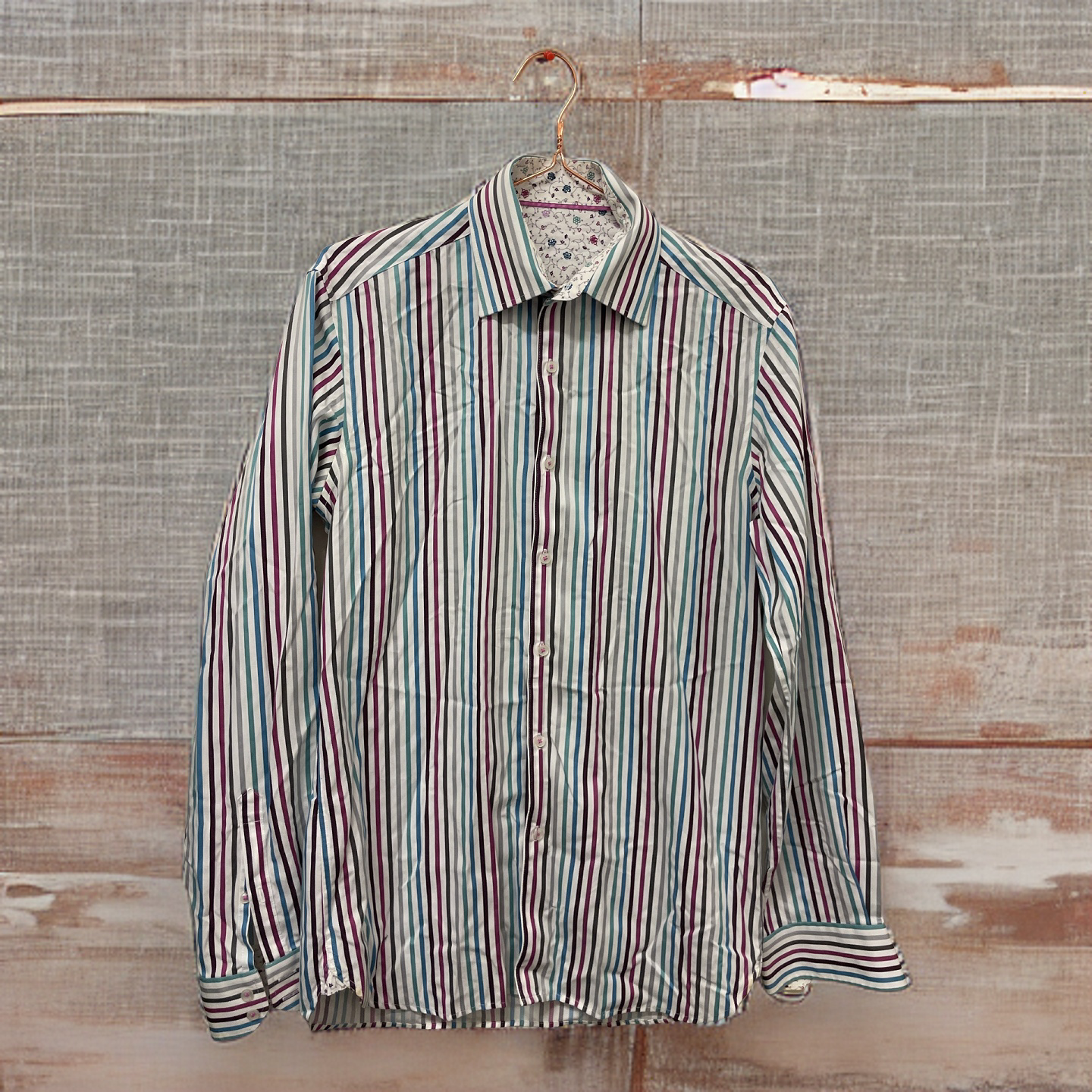 Rubynee  Vintage y2k Mark & Spencers mens multicoloured stripped long sleeve shirt
