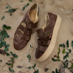 Vintage zara man brown cage leather sandal size 41