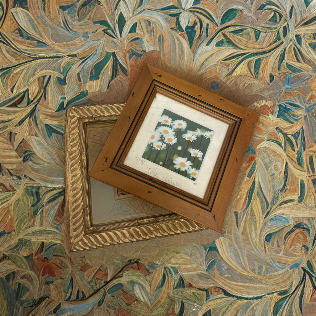 Rubynee Gold picture frames with art and flower design