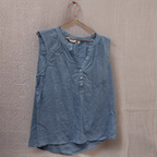 Rubynee  Vintage y2k sleeveless vneck blue women blouse