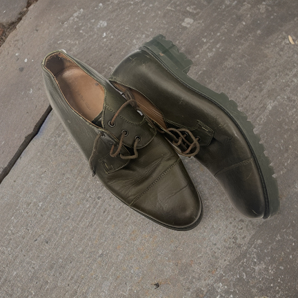 Vintage mens green leather lace up formal shoe size 42