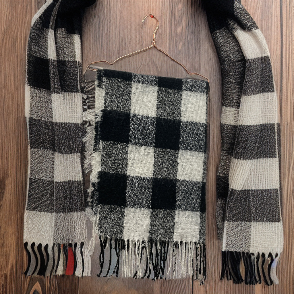 Rubynee Vintage y2k black and white checkered scarf