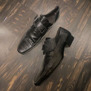 Vintage black men italian crocrodile leather size 41