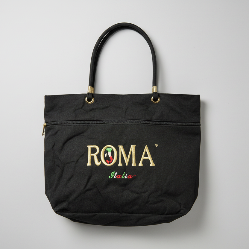  Rubynee Vintage y2k Embroidered Roma Italia Zipper Shoulder Bag