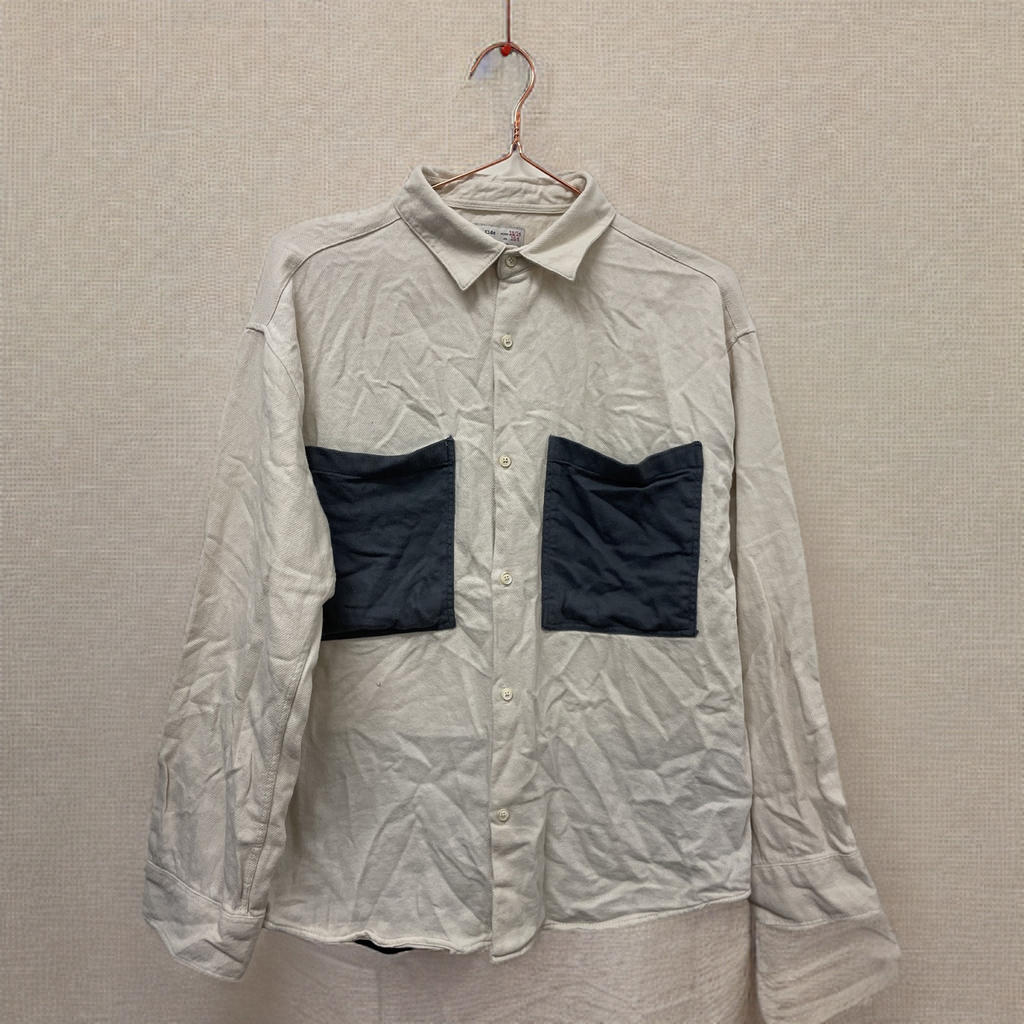 Rubynee  Vintage y2k zara mens cream regular fit shirt with black pocket