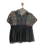 Rubynee Vintage y2k zara flowy lace short sleeve black top