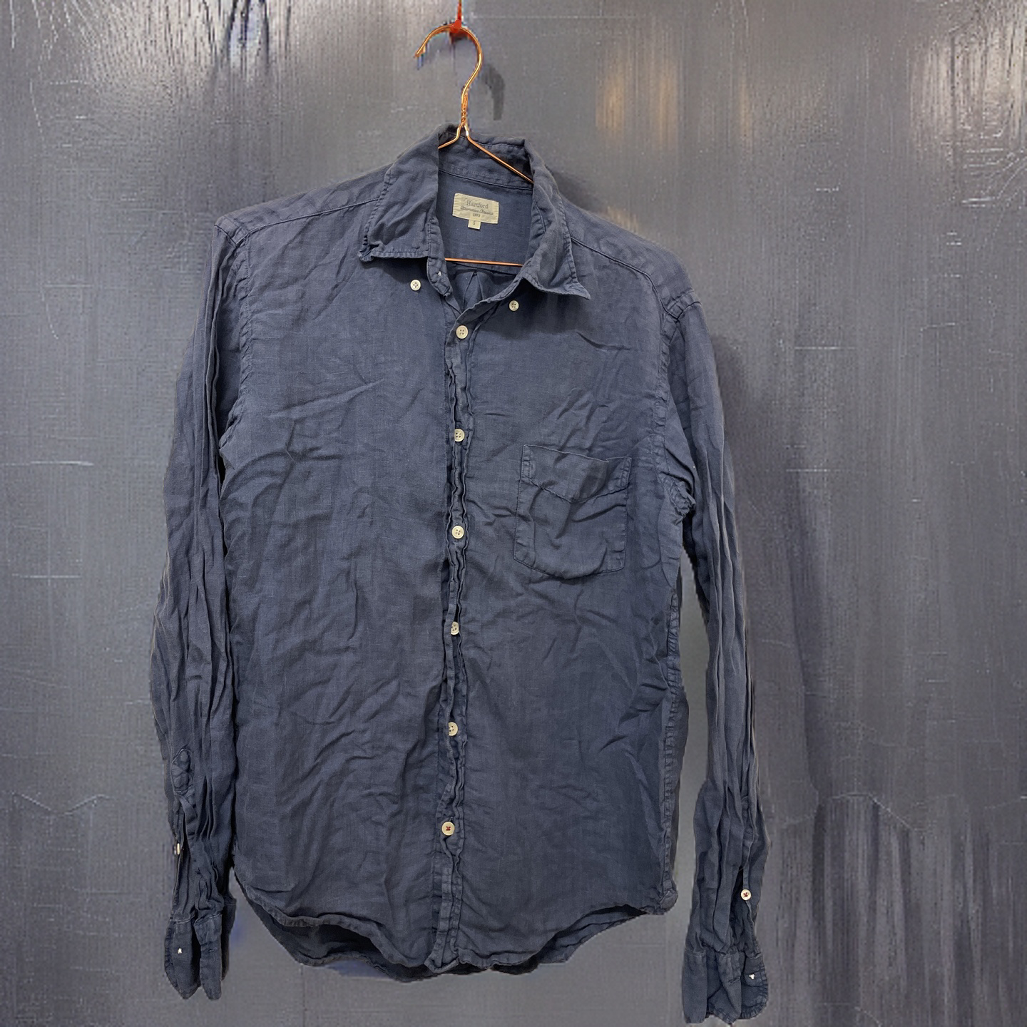 Rubynee Vintage y2k hartford mens blue long sleeve casual fit shirt