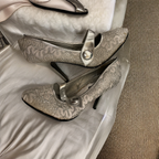 Vintage luxury women grey heel shoe size 39