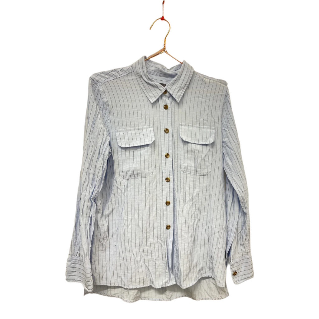 Rubynee  Vintage y2k womens mark & spencer line stripe blue shirt size 10
