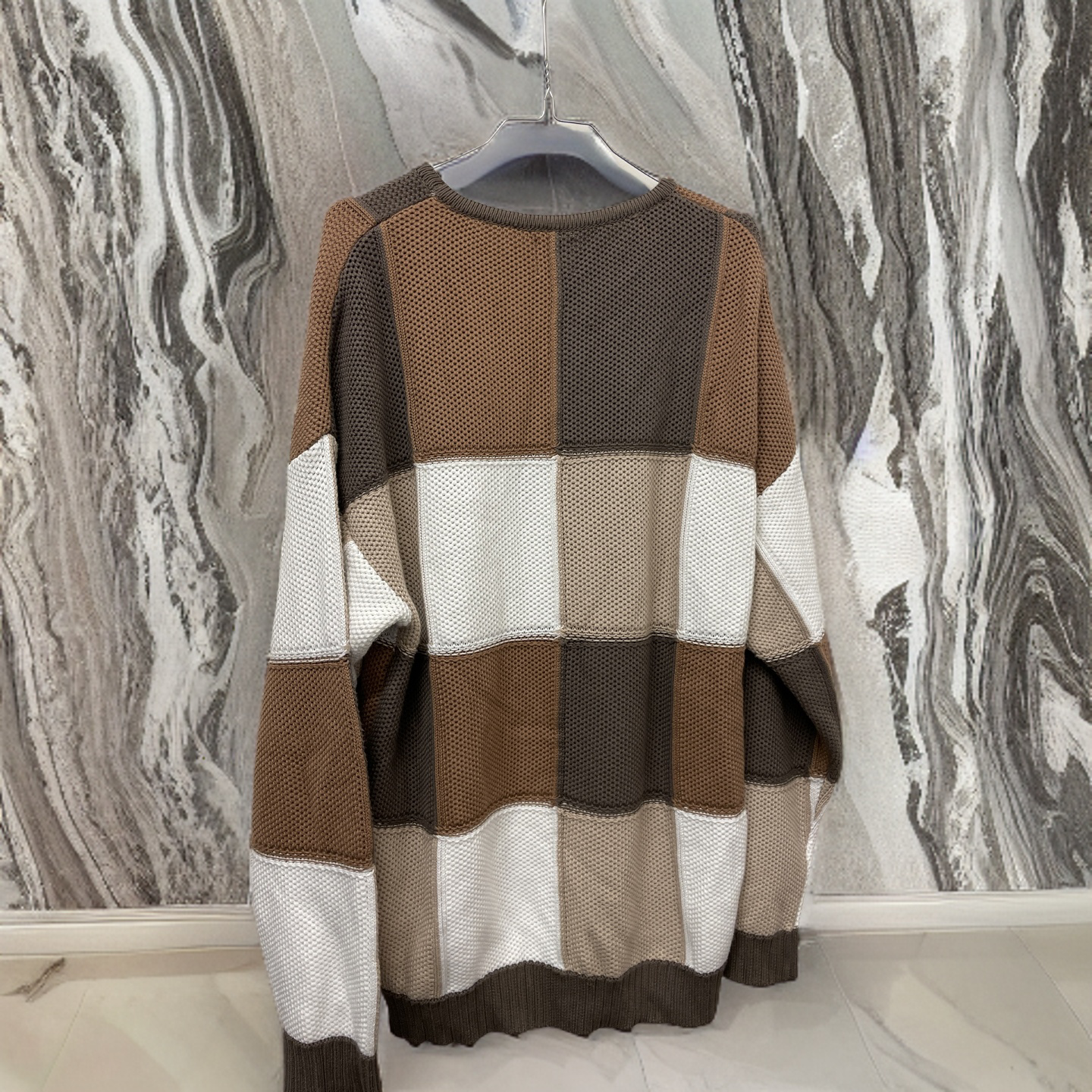 Rubynee Vintage y2k brown box patterned zara sweater