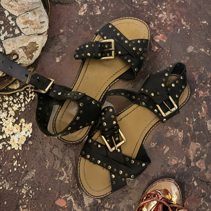 vintage woman kurt geiger black studded strap ankle sandal size 39