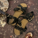 vintage woman kurt geiger black studded strap ankle sandal size 39