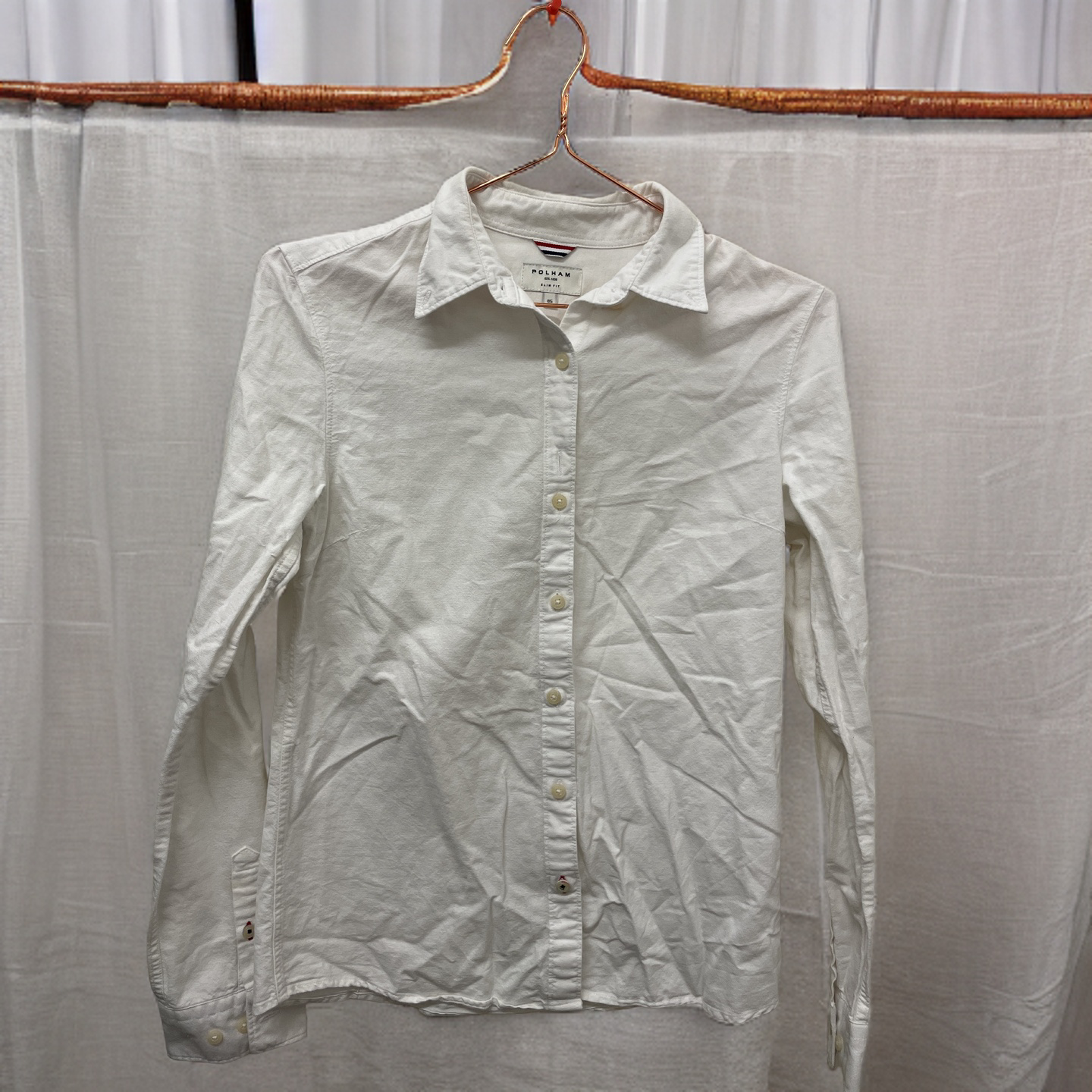 Rubynee  Vintage y2k mens slim fit polham plain white shirt size S