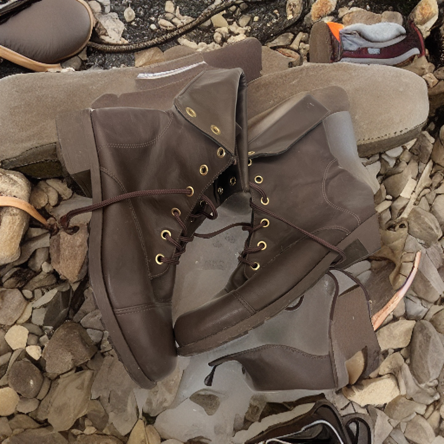 Vintage Ana Mello made in Brasil Over the Knee lace up brown boot size 39