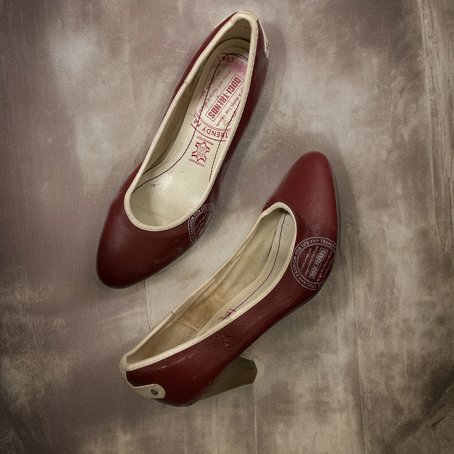 Vintage red leather pumps low heel size 38