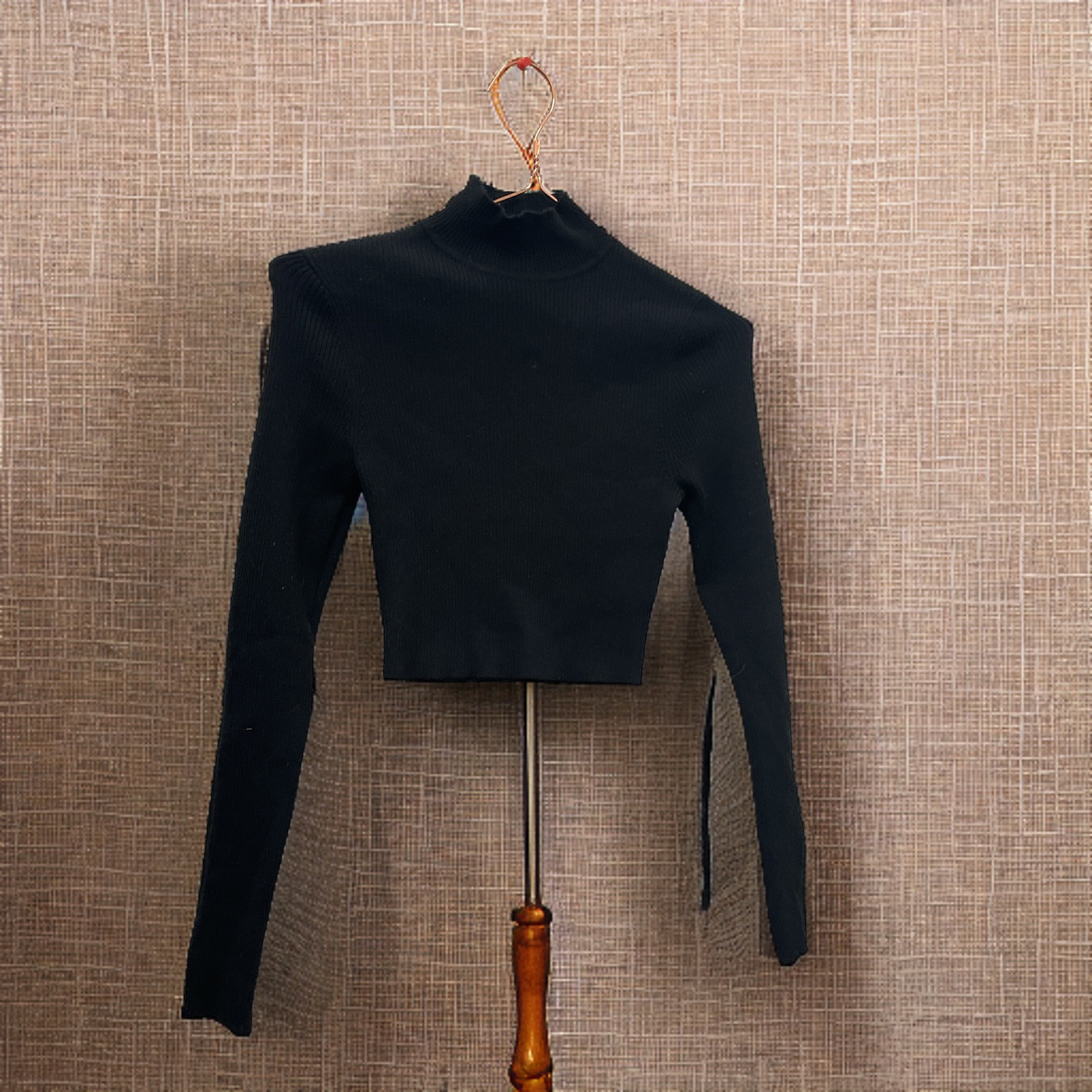 Rubynee Vintage y2k Women turtle neck black Long Sleeve Plain Short Stretch Casual top