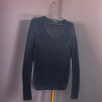 Rubynee Vintage y2k Zara Knitted Blue V-Neck Sweater