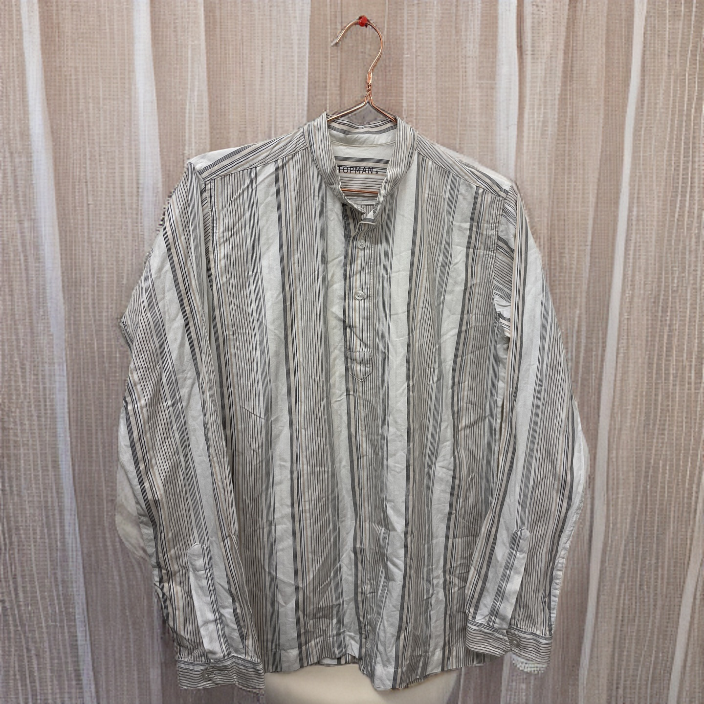 Rubynee  Vintage y2k Topman Linen Shirt Striped Blouse in cream