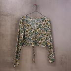 Rubynee Vintage y2k Floral patterned Silk multi Hippie Wrap Top