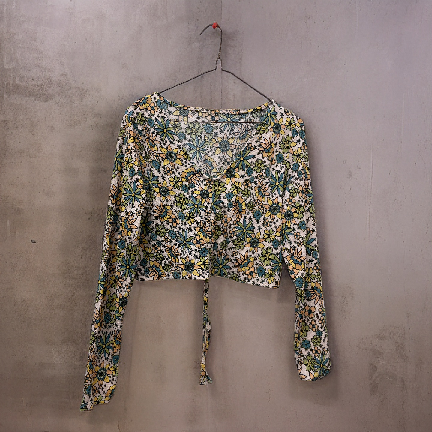 Rubynee Vintage y2k Floral patterned Silk multi Hippie Wrap Top