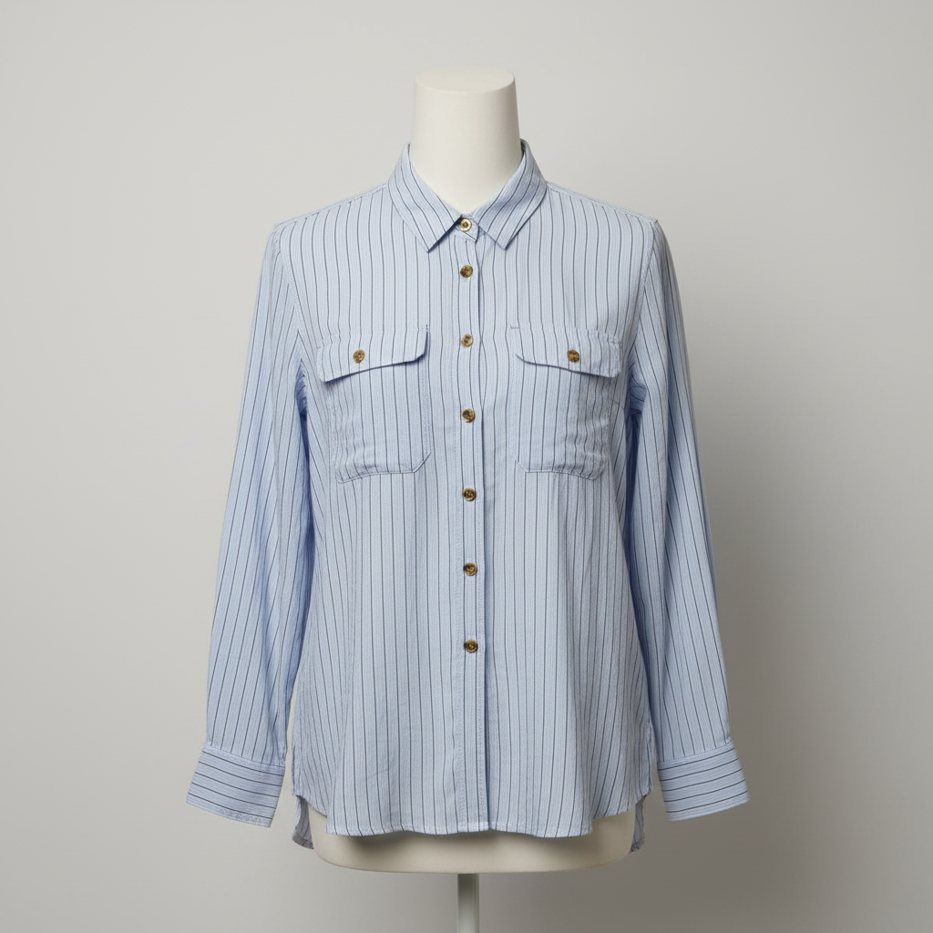 Rubynee  Vintage y2k womens mark & spencer line stripe blue shirt size 10