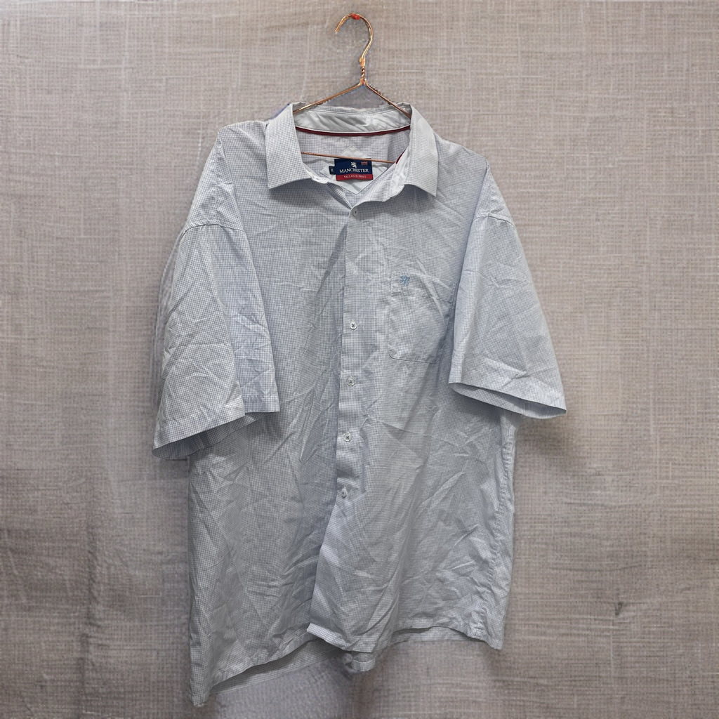 Rubynee  Vintage y2k regular fit mens short sleeve white manchester tallas extra shirt size XXXL