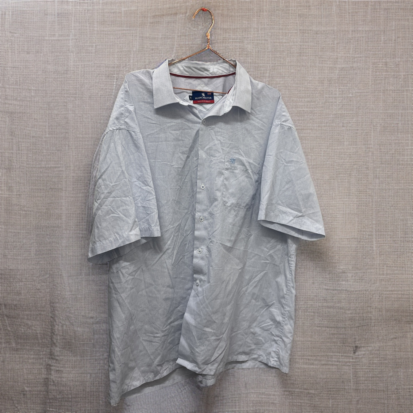 Rubynee  Vintage y2k regular fit mens short sleeve white manchester tallas extra shirt size XXXL