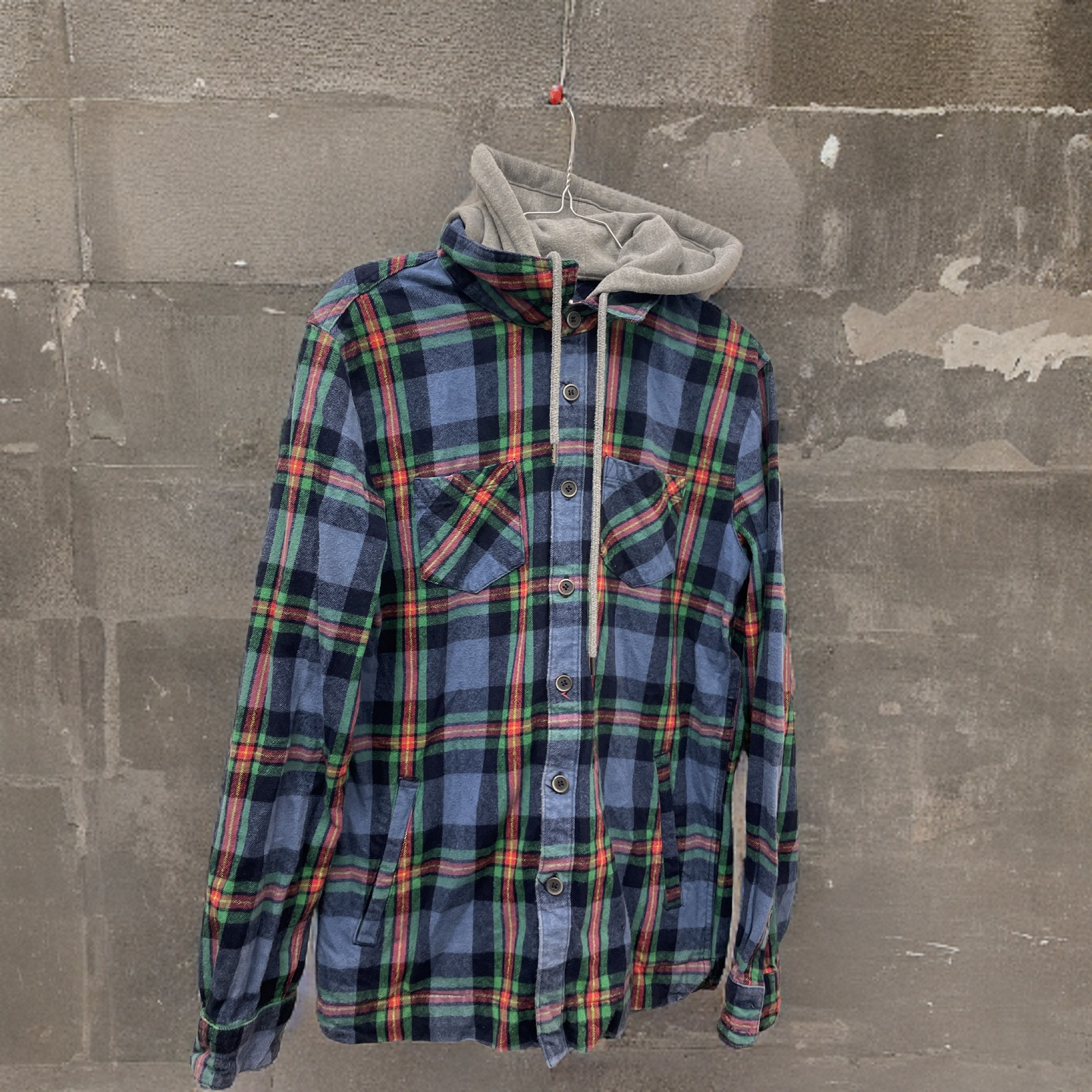 Rubynee Vintage y2k mens blue checkered shirt hoodie size M