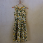 Rubynee Vintage y2k sleeveless floral print crew neck mini yellow dress